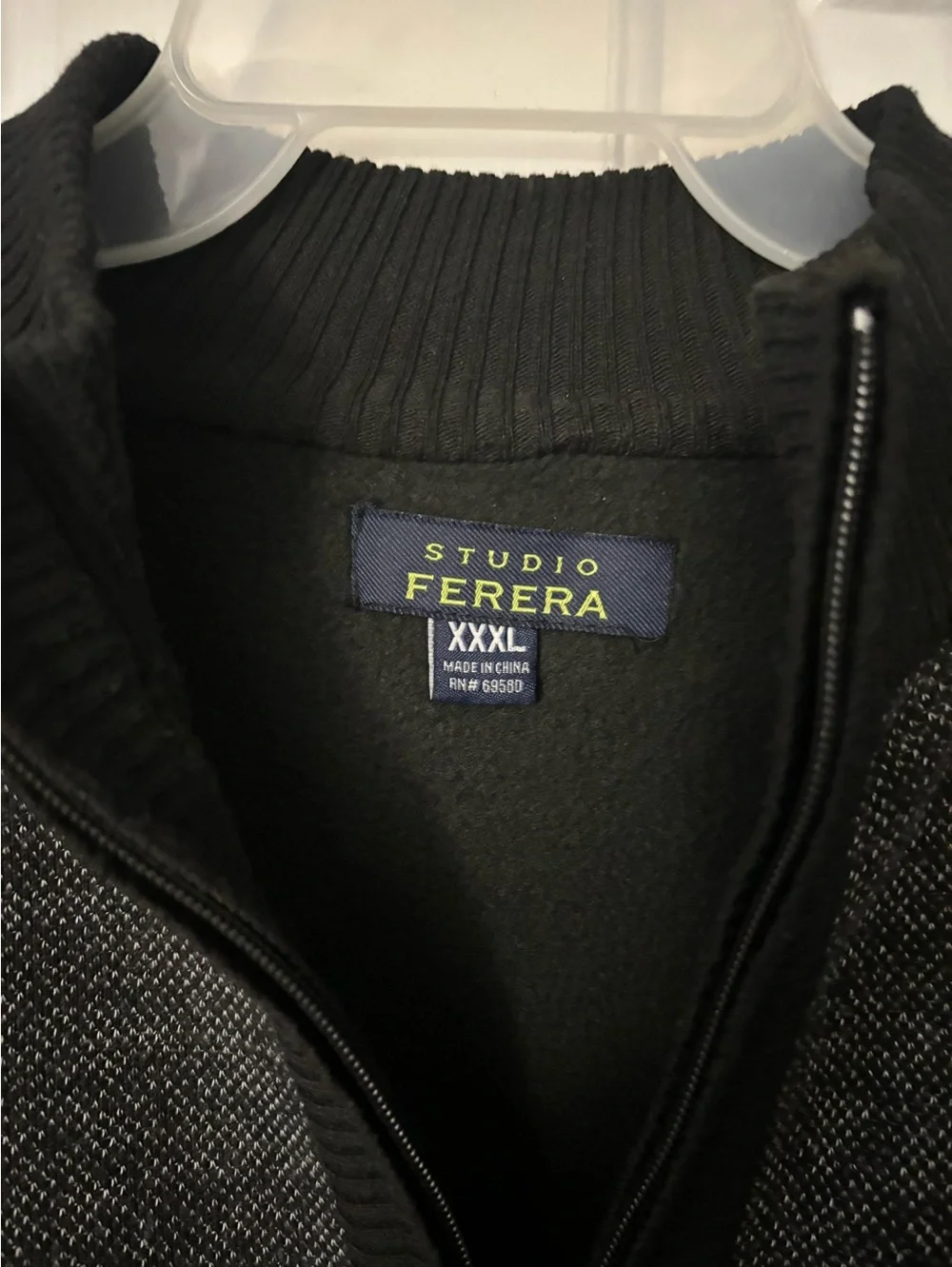 Studio Ferera Men's Mock Neck 1/4 Zip Sweater, Grey & Black XXXL